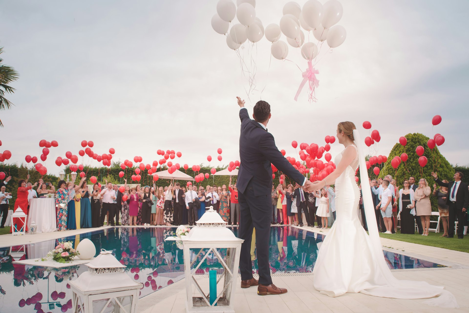 Beautifully decorated wedding ceremony outdoor setup